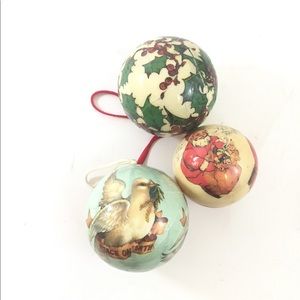 Paper mache decoupage vintage ornaments lot